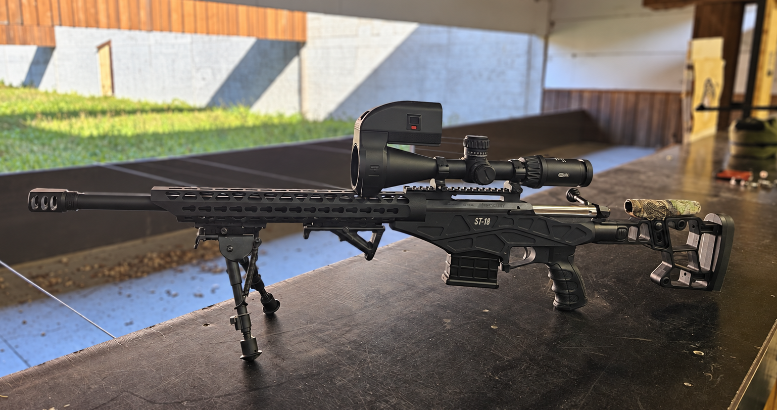 Flimmerfrei MK1 auf einem Präzisionsgewehr am Schießstand